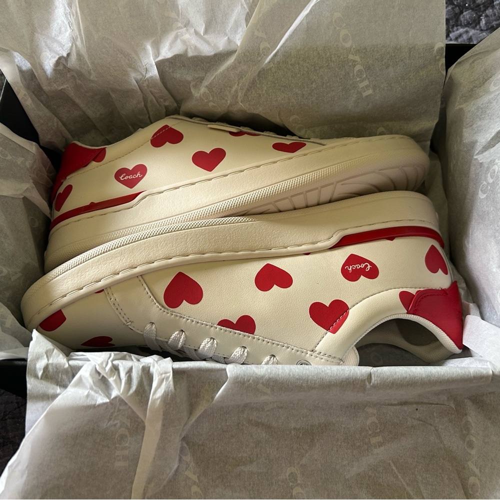 Coach Sneakers with Red Hearts